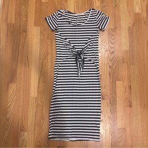 Promesa Navy & White Striped Tie-Front Maxi Dress - Size Small